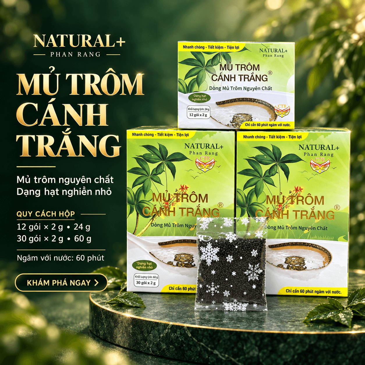 Combo 2 Hộp Lớn + 1 Hộp Nhỏ Mủ Trôm (72 gói)